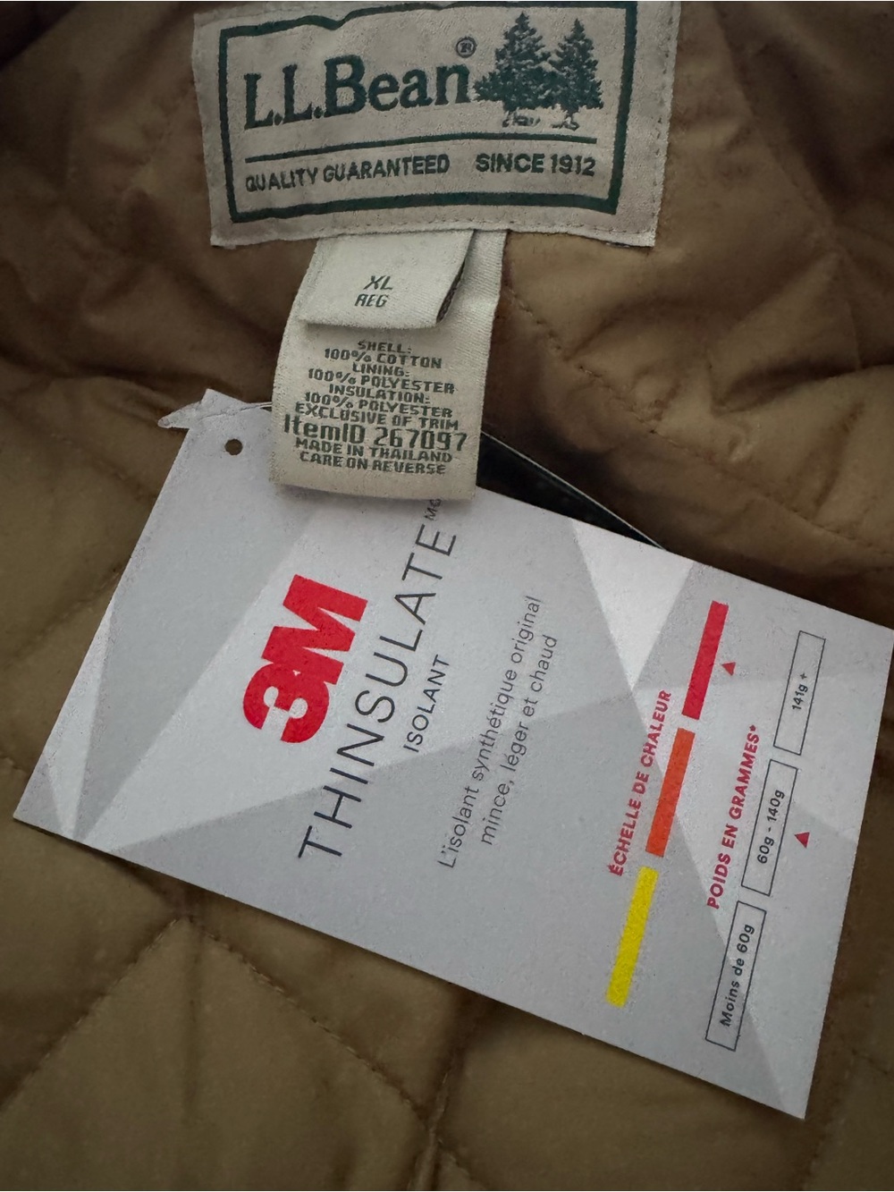 L.L. Bean Olive Green Utility Jacket with Brown Cord Collar - Picture 6 of 10